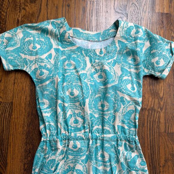 Raccoon Dress Handmade Amazing Quirky Trash Panda Dress Size XS/S Turquoise - Picture 2 of 7